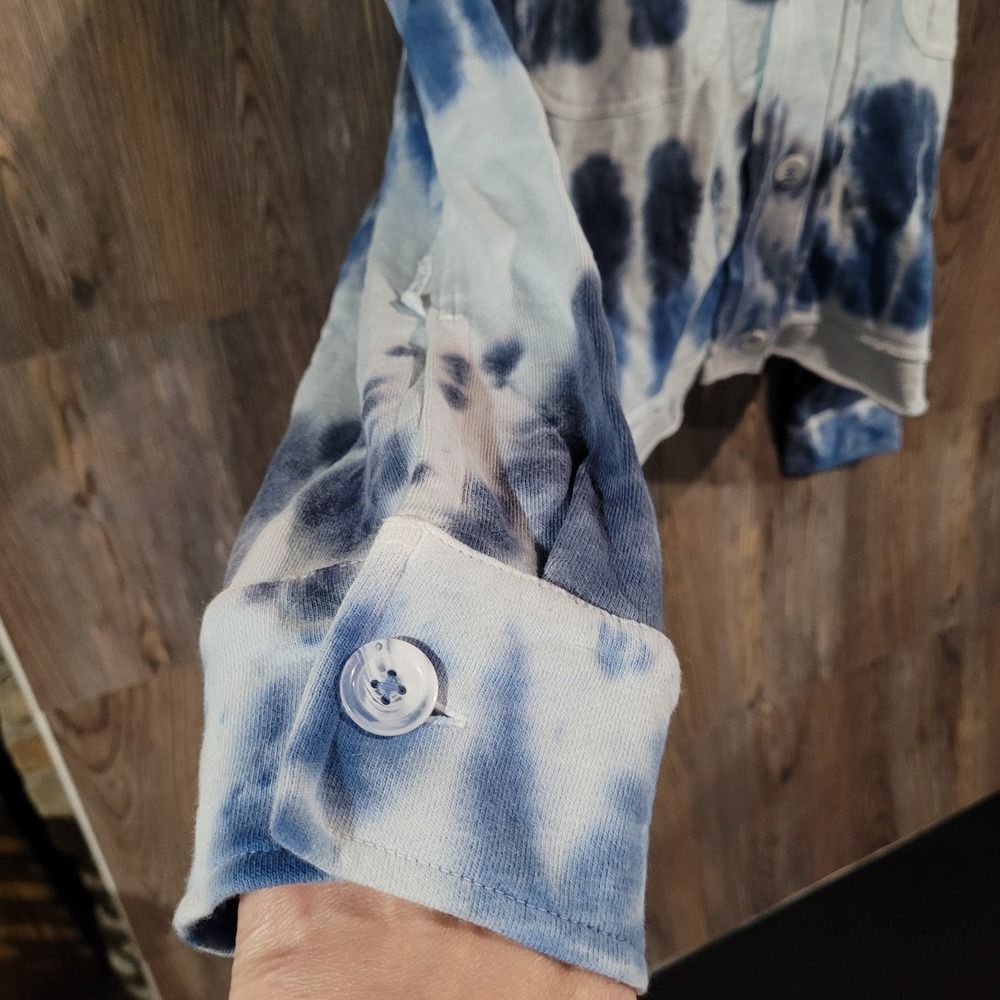 APNY Cropped Tie-Dye Jacket Sz XL White/Indigo 100% Cotton Hippie Festival READ - Picture 5 of 10